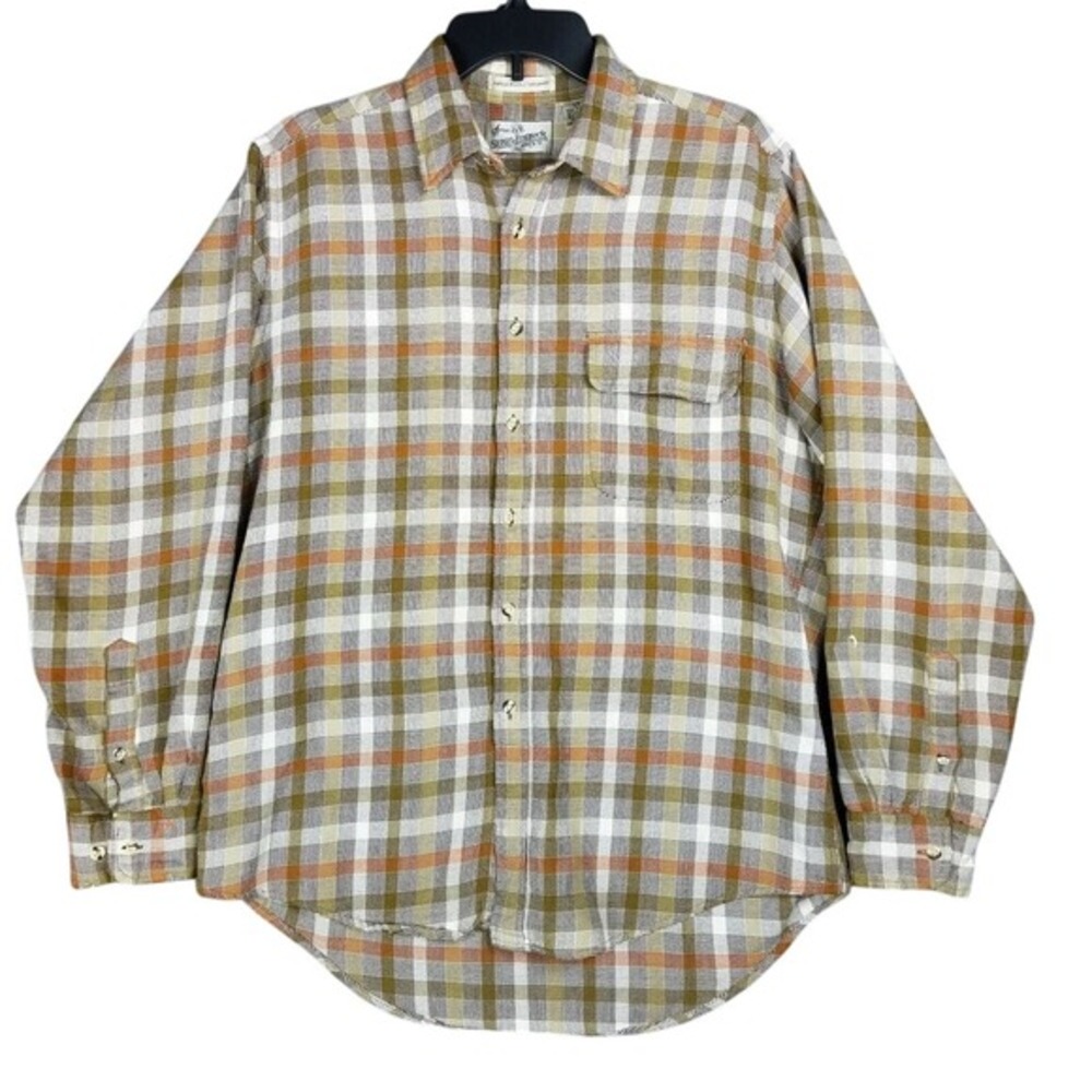 vintage‎ 90s sears roebuck flannel shirt lt plaid workwear grunge soft worn